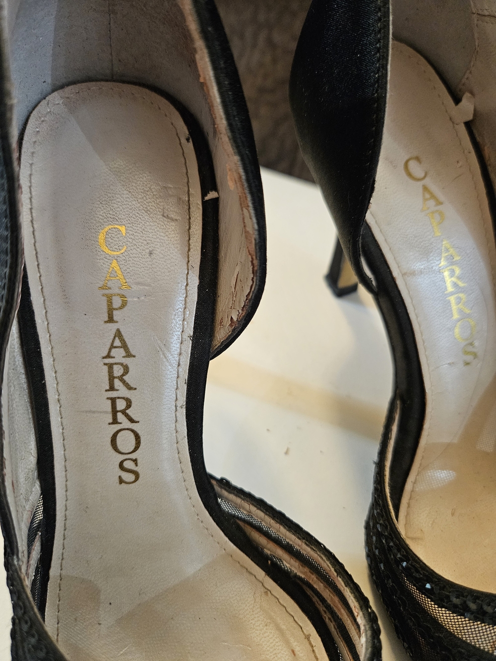 Caparros Black Open-Toe Rhinestone Accent Heels - Picture 4 of 5